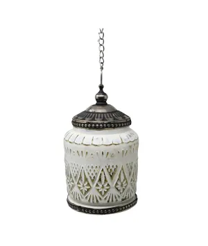 Glass Led Lantern - White