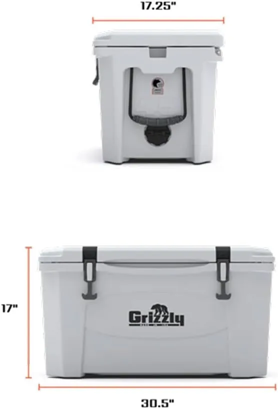 Grizzly 45 Cooler | 45 qt Ice Chest Durable Rotomolded Insulated | Made in The USA | Warranty for Life | for Beach Boat Camping Fishing Hunting | G45