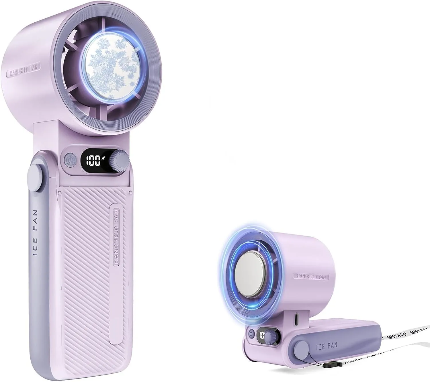 Handheld Fan with Ice Cooler,6000mAh Rechargeable Battery Powered Portable Fans,(1-199)Speed,90° Folded Mini Powerful Cold Air Cooling Personal Small Hand Held Fan for Travel/Outdoor/Working,Purple