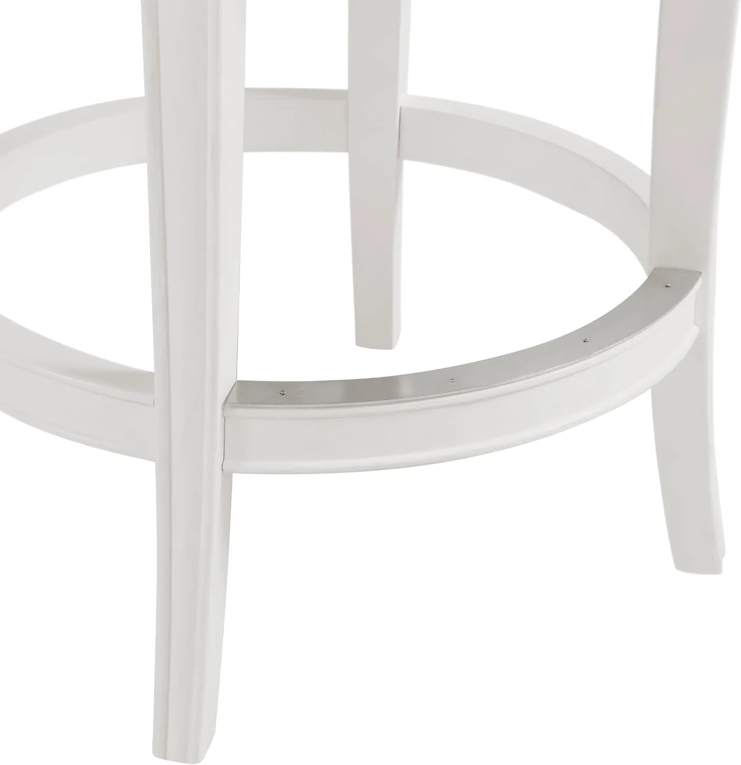 Hanover Swivel Counter Height Bar Stools, Set of 2, Memory Return Swivel, Foam Padded Faux Leather, Nailhead Trim, Rubberwood Frame, 26 in. Seat Height, White and Gray
