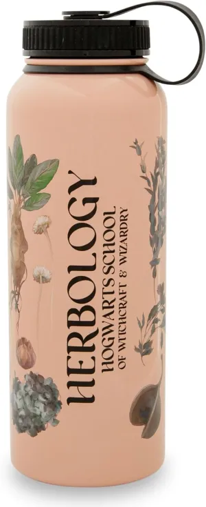 Harry Potter Herbology Floral Stainless Steel Water Bottle With Leak-Resistant Lid | Large Sports Jug | Holds 20 Ounces