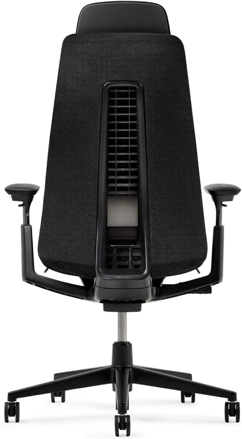 Haworth Fern Executive Office Chair with Ergonomic Innovations - Stylish Desk Chair with Digital Knit Finish and Adjustable Headrest - with Lumbar Support (Charcoal Black)