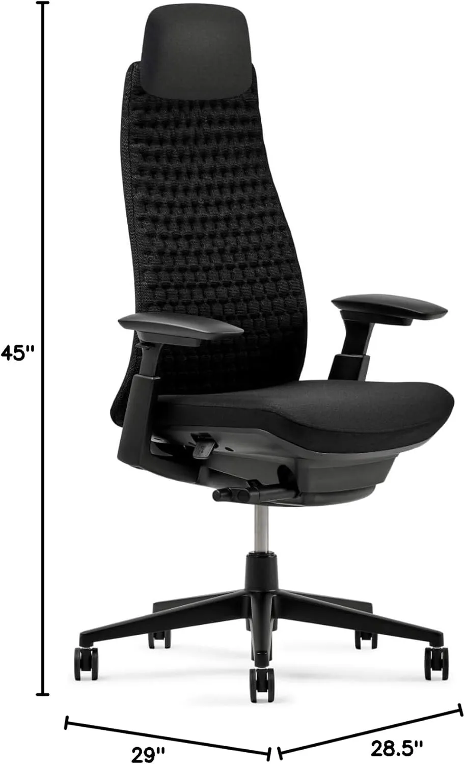 Haworth Fern Executive Office Chair with Ergonomic Innovations - Stylish Desk Chair with Digital Knit Finish and Adjustable Headrest - with Lumbar Support (Charcoal Black)