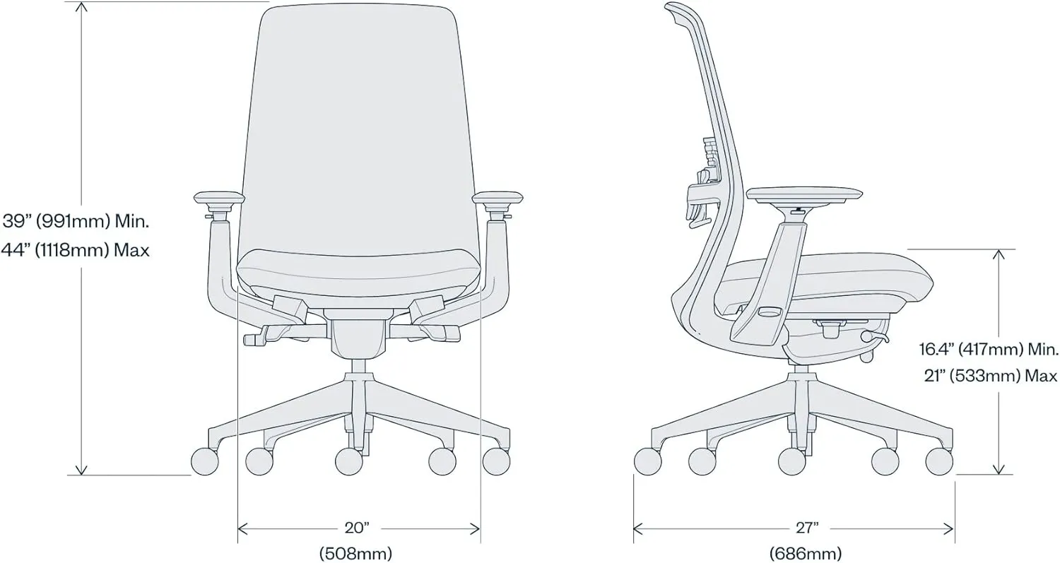 Haworth Soji Office Chair with Ergonomic Adjustments and Lumbar Support, Flexible Mesh Back (Carbon)