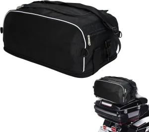 HDBUBALUS Motorcycle Weather Resistant Collapsible Tail Trunk Travel Rear Luggage Rack Bag Fit for Harley Touring Street Road Electra Glide Road King Nylon Black