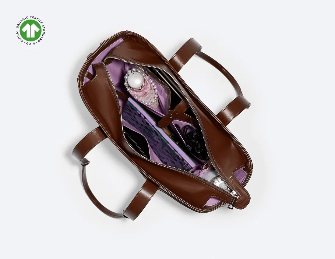 Hedy Vegan Italian Grape Leather Carry All Tote | Cocoa