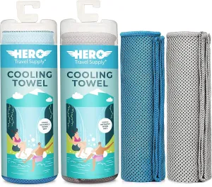Hero Cooling Towel, Hiking, Sports, Yoga (Pack of 2) Ultra Soft Microfiber, 40 x 12