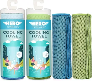 Hero Cooling Towel, Hiking, Sports, Yoga, Pack of 2, Ultra Soft Microfiber 40 x 12