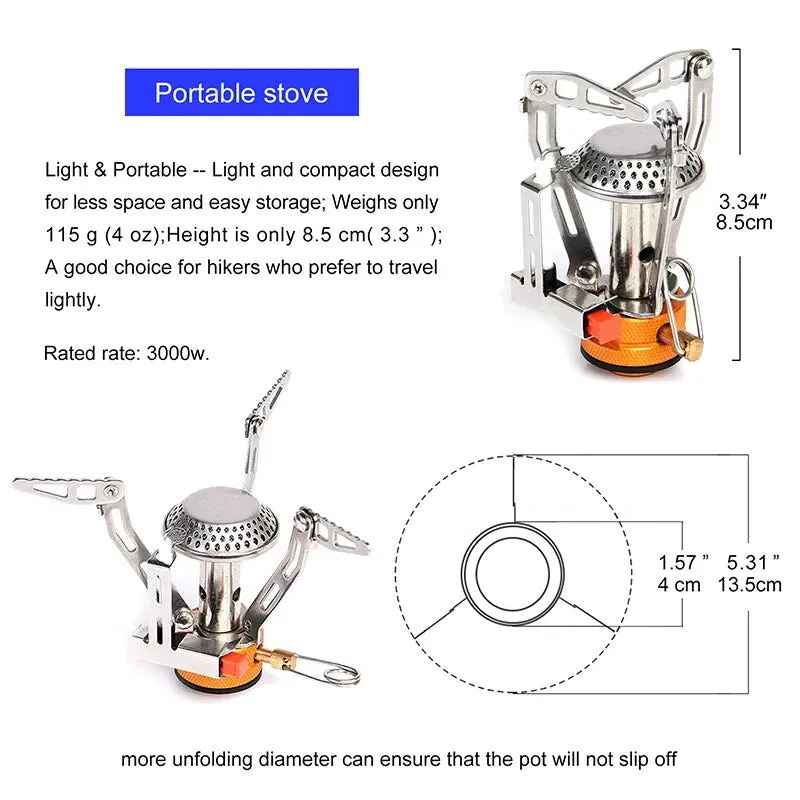 High-Power Single Burner Portable Gas Stove: Windproof Burner for Camping, Picnics, and Survival