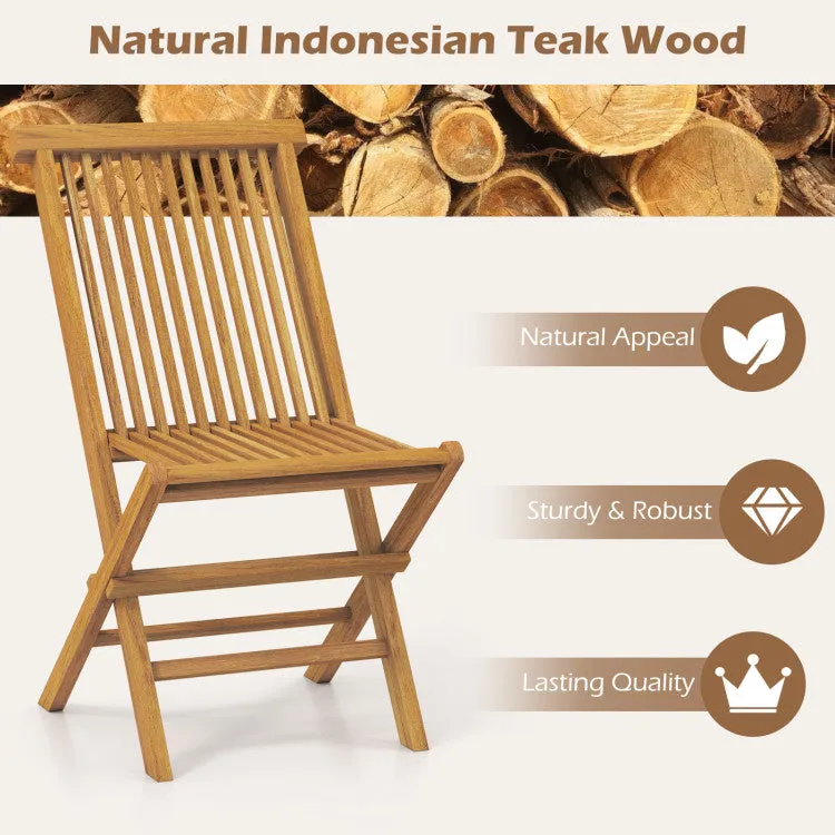 Hivvago Outdoor Teak Wood Chairs Set of 2 with Slatted Seat and Backrest