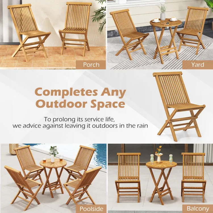 Hivvago Outdoor Teak Wood Chairs Set of 2 with Slatted Seat and Backrest