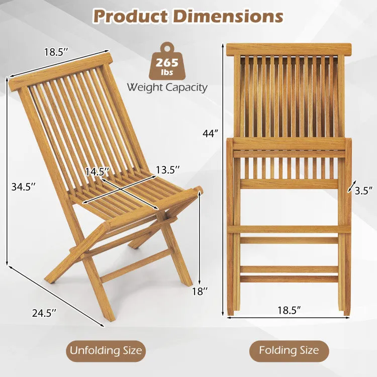 Hivvago Outdoor Teak Wood Chairs Set of 2 with Slatted Seat and Backrest