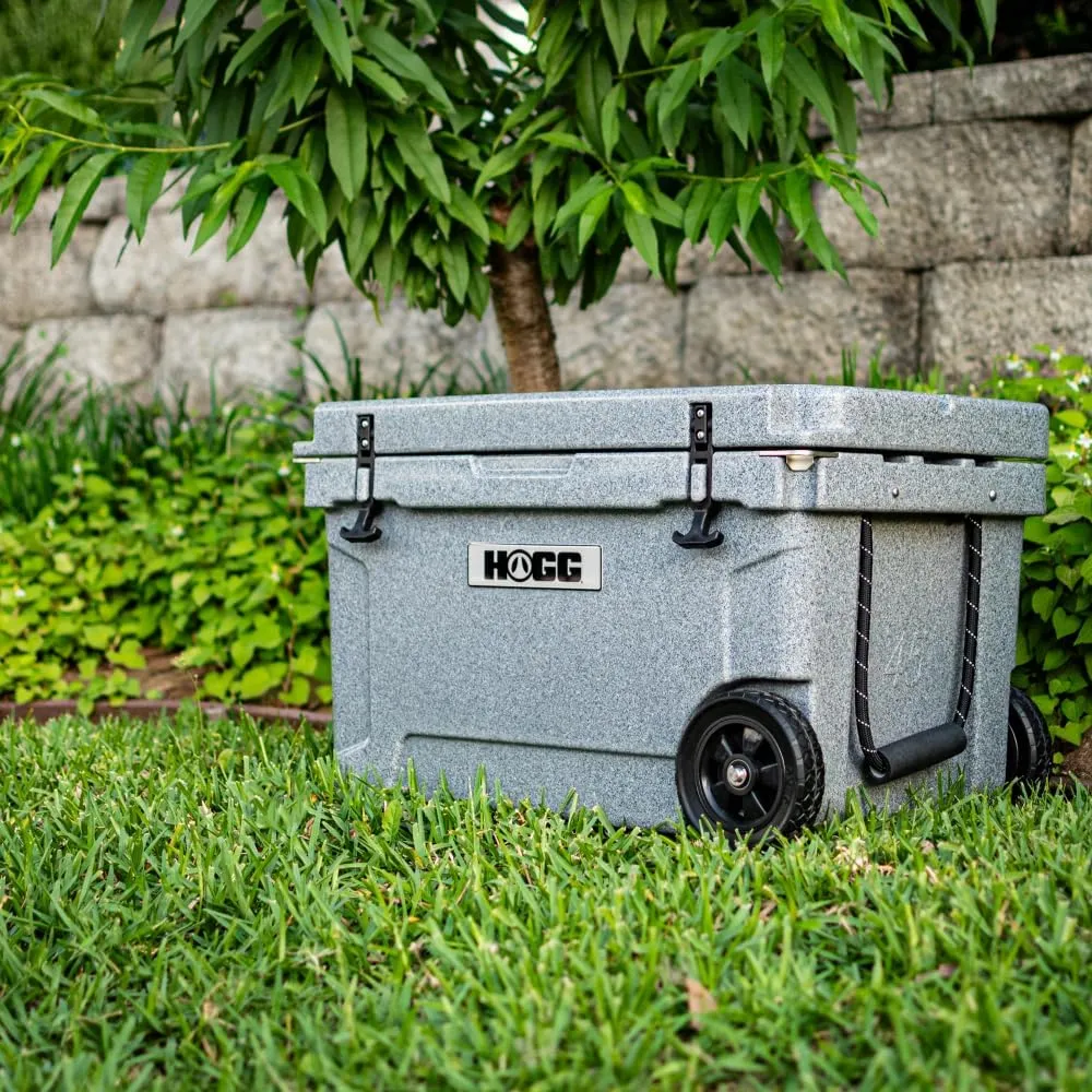 Hogg 65 qt Insulated Cooler with Wheels and Handles, Rolling Ice Chest with Wheels, Rotomolded Wheeled Coolers for Camping, Drinks, Outdoors, 65qt Blue
