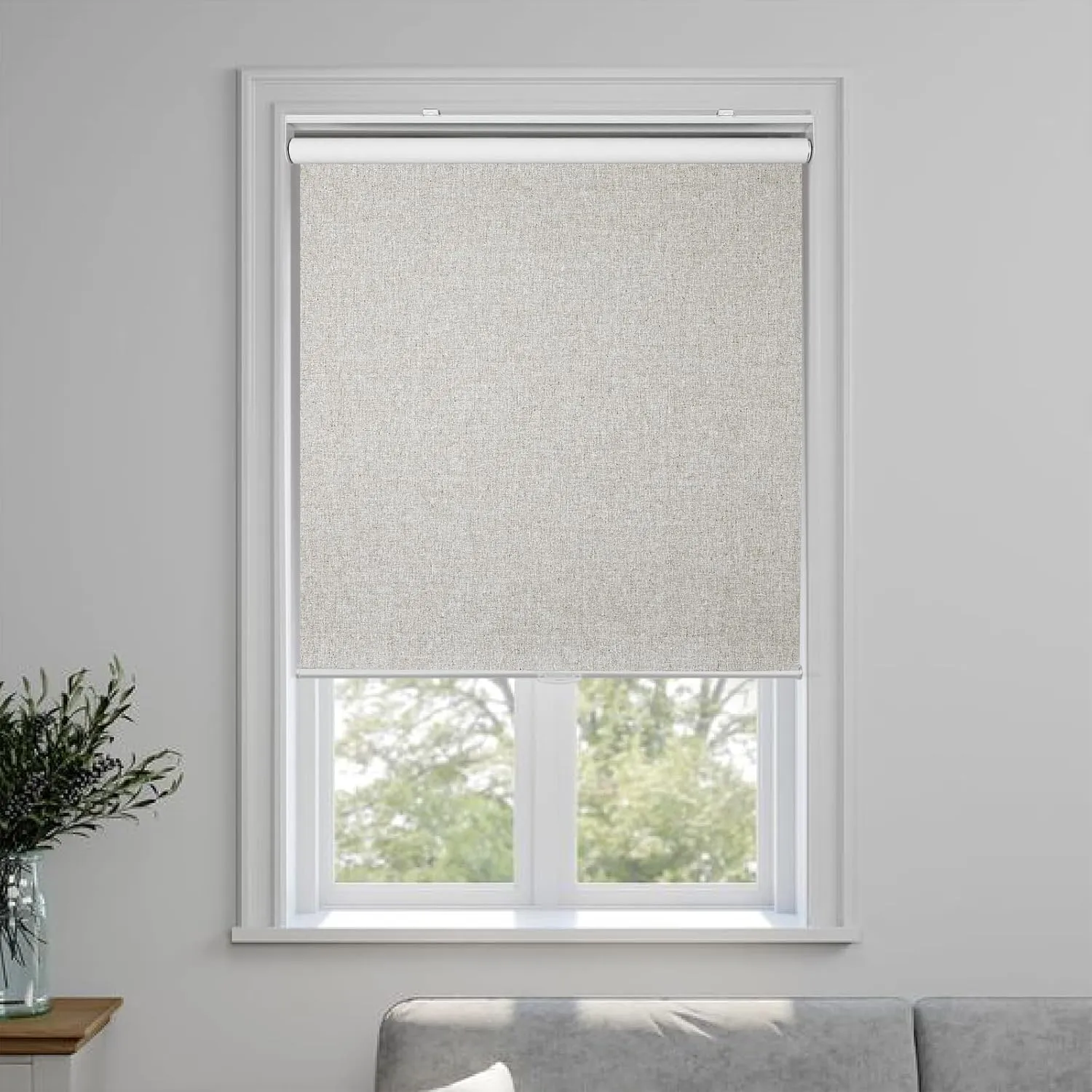 Homebox Cordless Blackout Roller Shades for Windows, 100% Room Darkening Blinds with Thermal Insulated Easy Install Spring System for Home, Living Room, Nursery (34" W x 72" H, Beige)