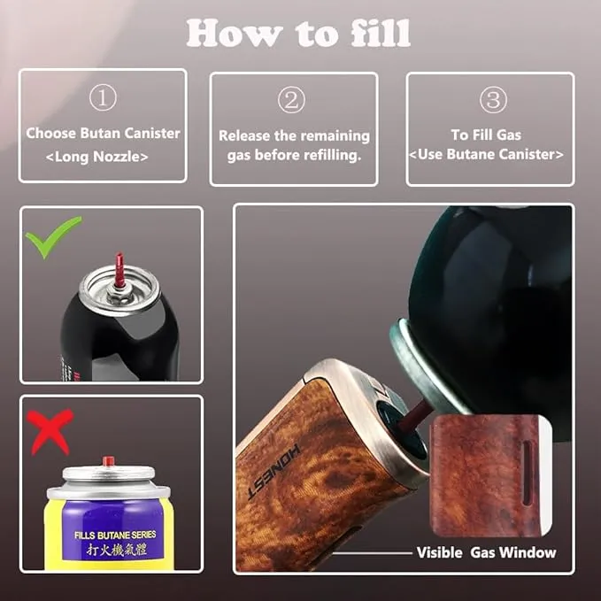 HONEST Triple Jet Torch Lighter Built-in Punch Visible Gas Window Refillable Gas Adjustable Flame Intensity Pocket Lighter Gift for Men BBQ Kitchen Fireplace Candle (Carbon Wrap)