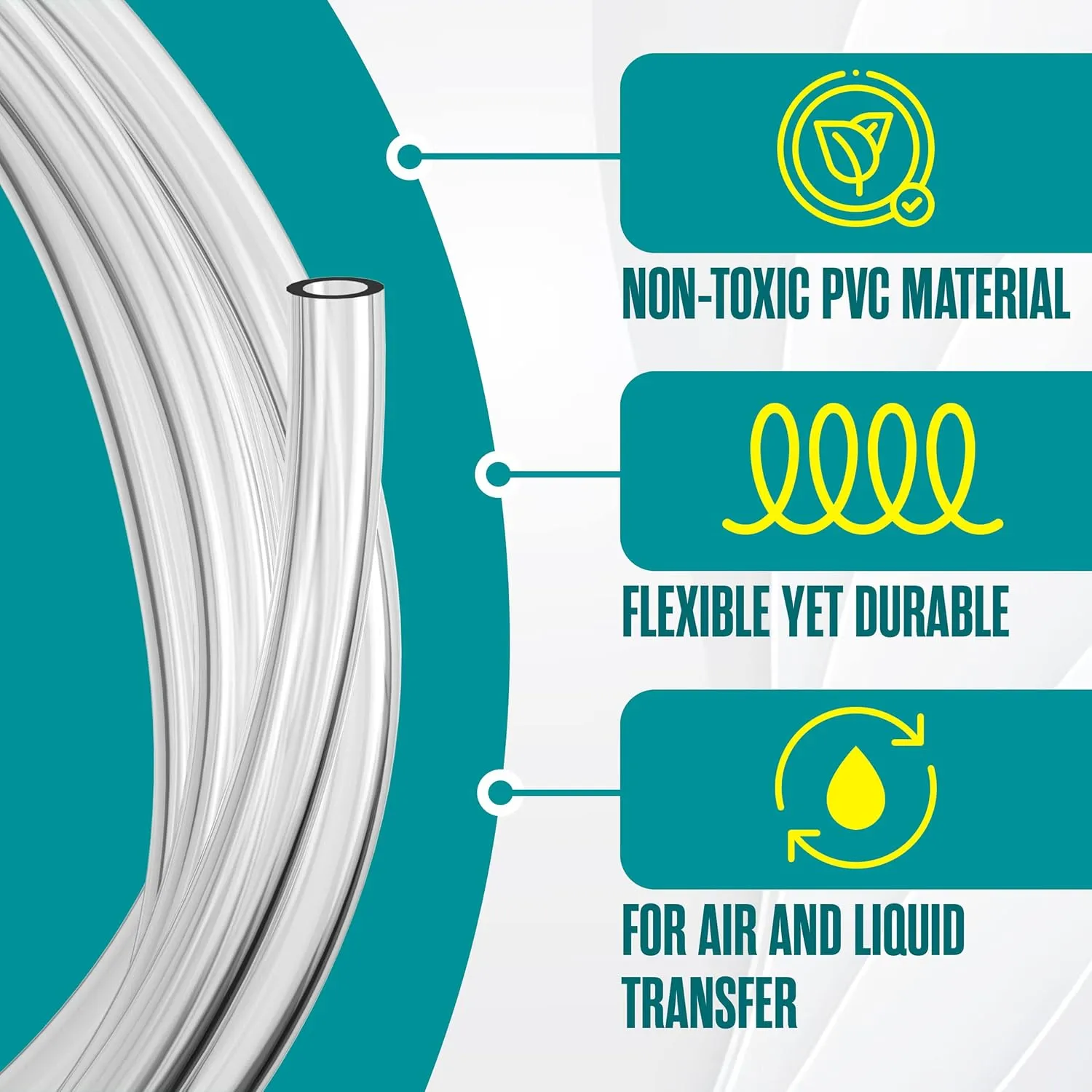 Houseables Clear Tubing, Tubing, Clear Hose, Plastic Tube, Vinyl, Flexible, PVC, Food Grade, Industrial Flex Pipe For Water, Brewing Hose, Beverage Pump, Homebrew, Wine Siphon, 1" ID x 1-1/4" OD, 50FT