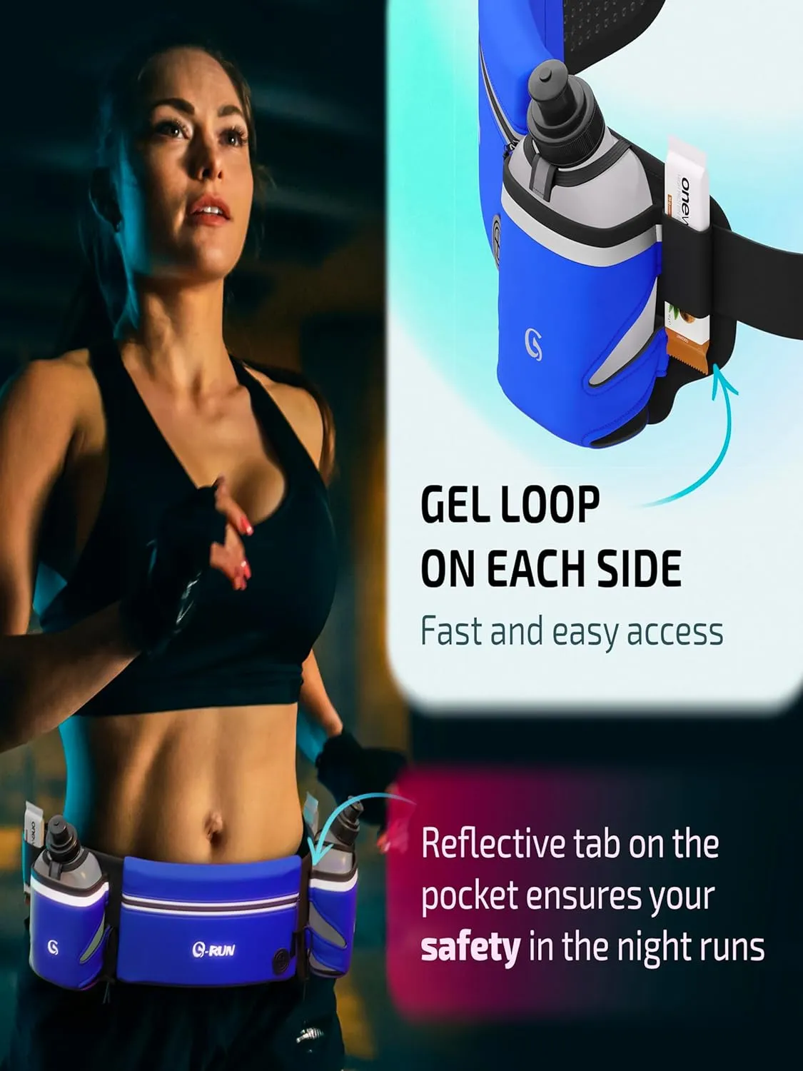 Hydration Running Belt with 2x10oz Bottles - Water Belts for Woman and Men - iPhone Belt for Any Phone Size - Fuel Marathon Waist Pouch for Runners - Jogging Cycling Biking