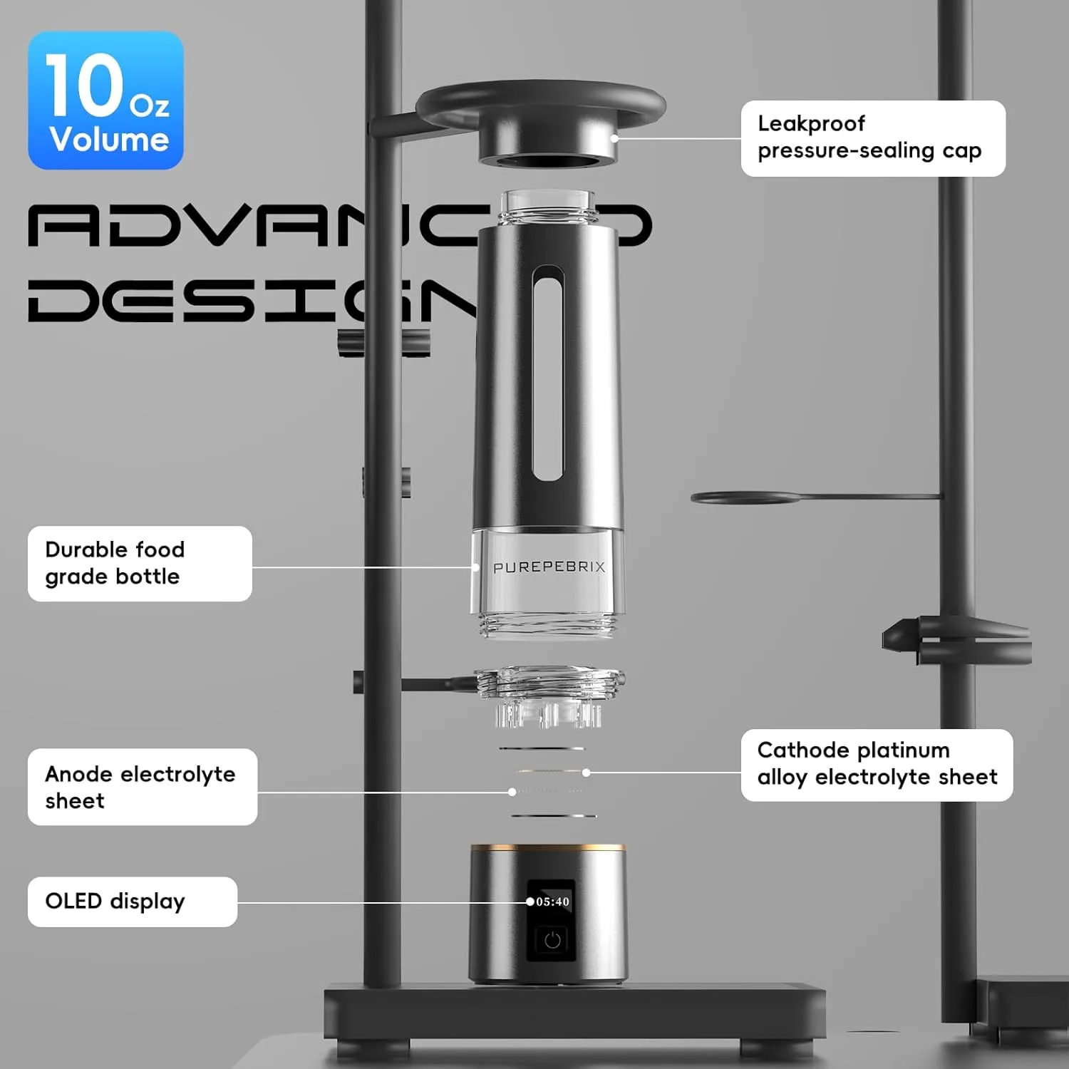 Hydrogen Water Bottle Generator - Certified H2 Generator- Up to 8100 PPB | -Portable Alkaline Water Pitcher | 3 Hydrogen Modes| Platinum-Iridium Catalyst | Healthy Gift
