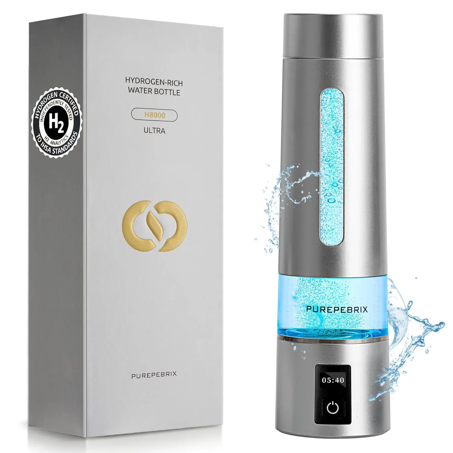 Hydrogen Water Bottle Generator - Certified H2 Generator- Up to 8100 PPB | -Portable Alkaline Water Pitcher | 3 Hydrogen Modes| Platinum-Iridium Catalyst | Healthy Gift