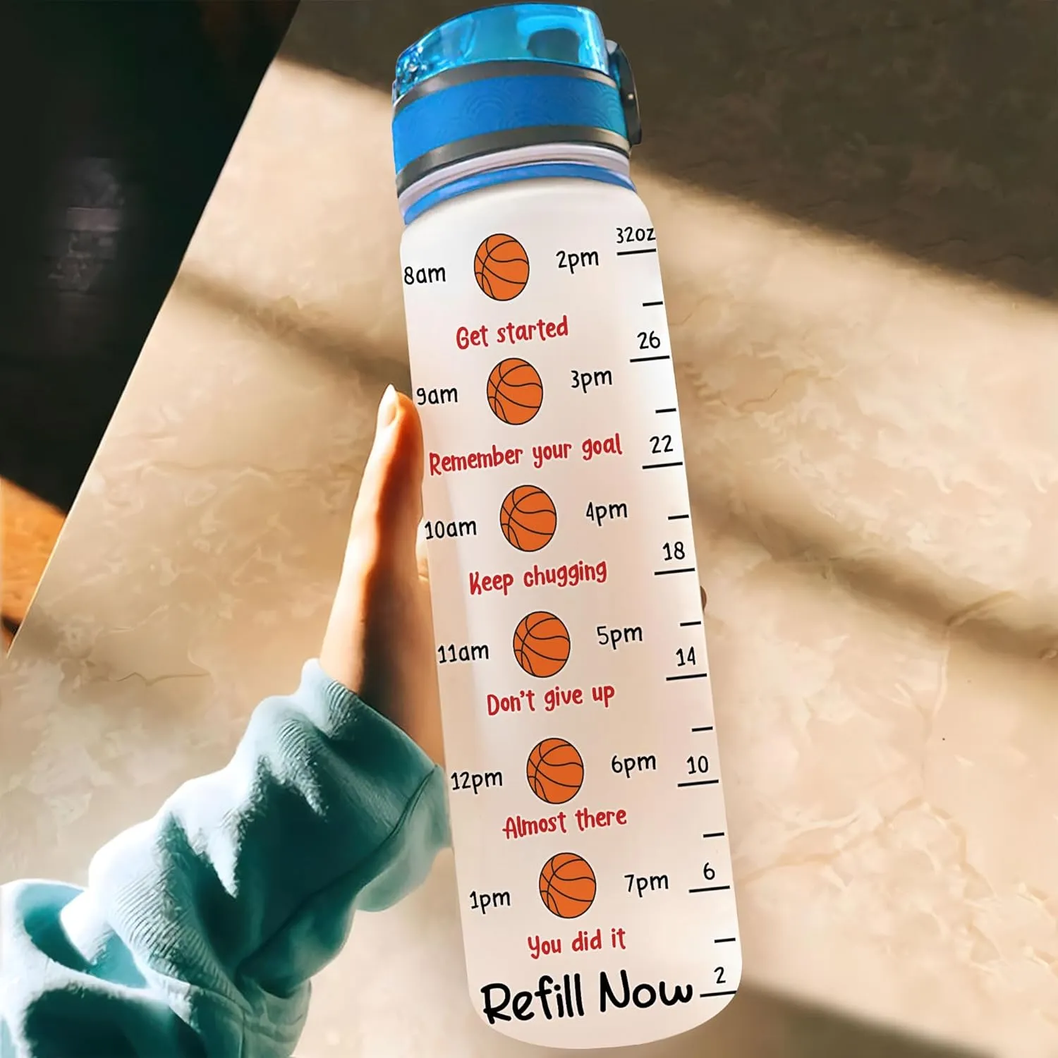Hyturtle Personalized Basketball It's In My DNA 32Oz Liter Motivational Water Bottle, Customized Name Water Bottle Gifts For Women Men Boys Basketball Lovers On Birthday Mother's Day Father's Day