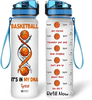 Hyturtle Personalized Basketball It's In My DNA 32Oz Liter Motivational Water Bottle, Customized Name Water Bottle Gifts For Women Men Boys Basketball Lovers On Birthday Mother's Day Father's Day