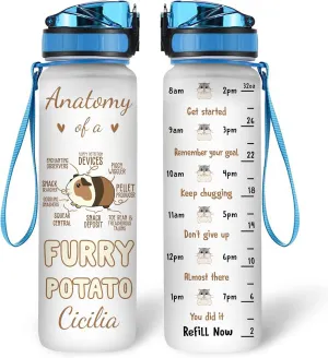Hyturtle Personalized Guinea Pig 32Oz Liter Motivational Water Bottle, Furry Potato Guinea Pig Customized Name Water Bottle With Time Marker Gift For Women Girl On Birthday, Mother Day's