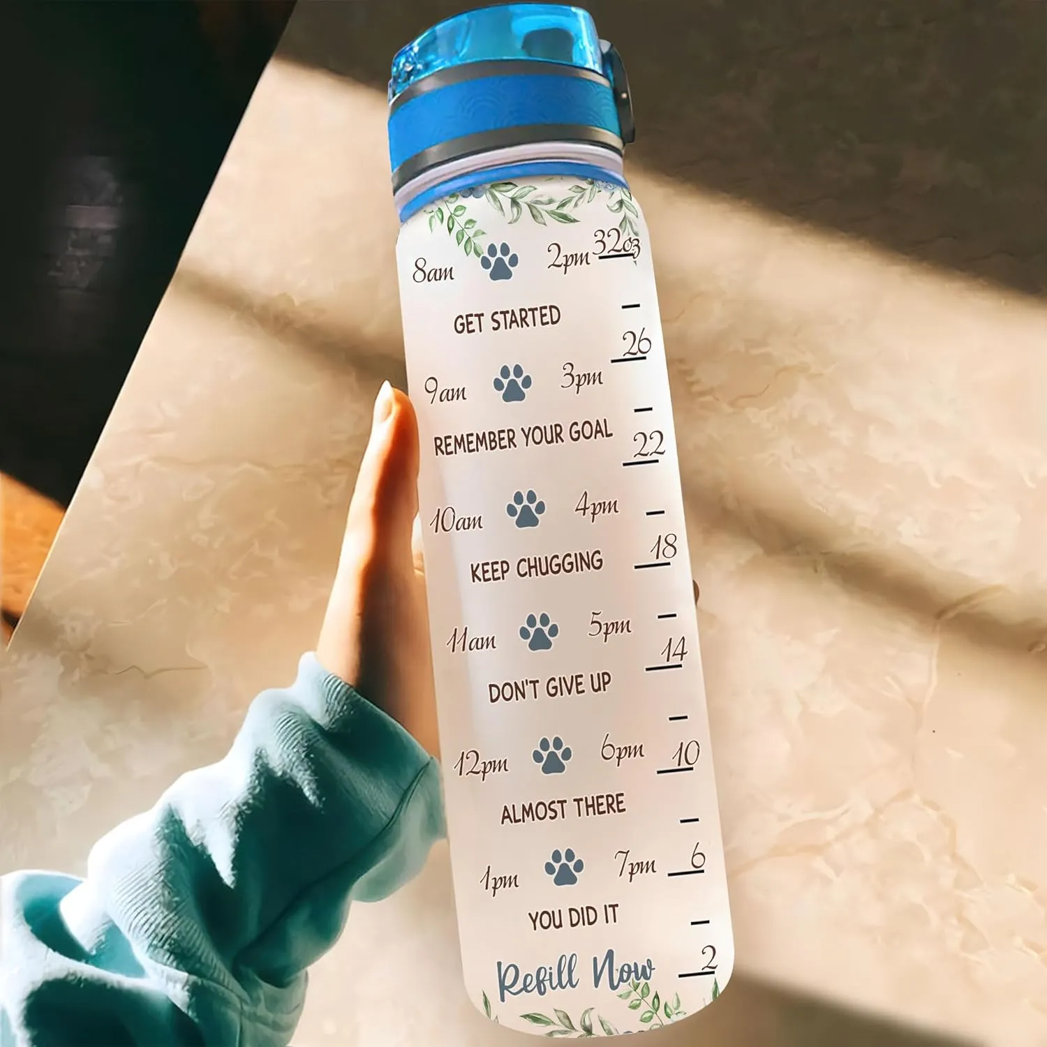 Hyturtle Personalized I'm Telling I'm Not A Dog 32oz Liter Motivational Water Bottle, Customized Name Tracking Water Bottle Gifts For Mom, Dog Lovers On Birthday, Anniversary