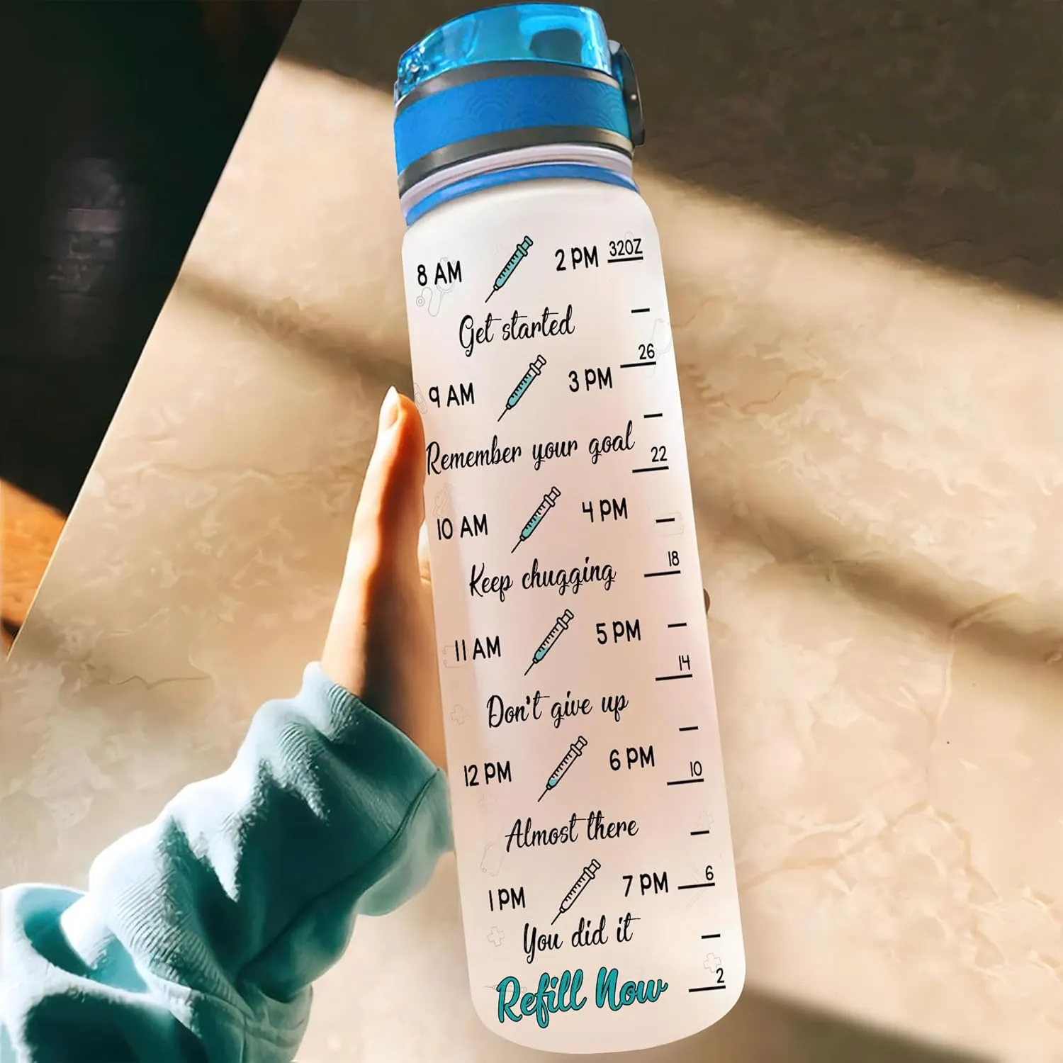Hyturtle Personalized Nurse Life Woman Face 32oz 1Liter Motivational Water Bottle, Customized Water Bottle Funny Nurse, Gifts For Nurses Graduation|Appreciation Present For Coworkers