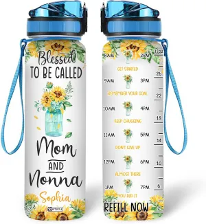 Hyturtle Personalized Sunflower Water Bottle - 32oz Motivational Water Bottle with Leak-Proof Lid & Time Marker - Custom Name Sunshine Gift for Women Girls, Sunflower Lovers On Birthday Christmas