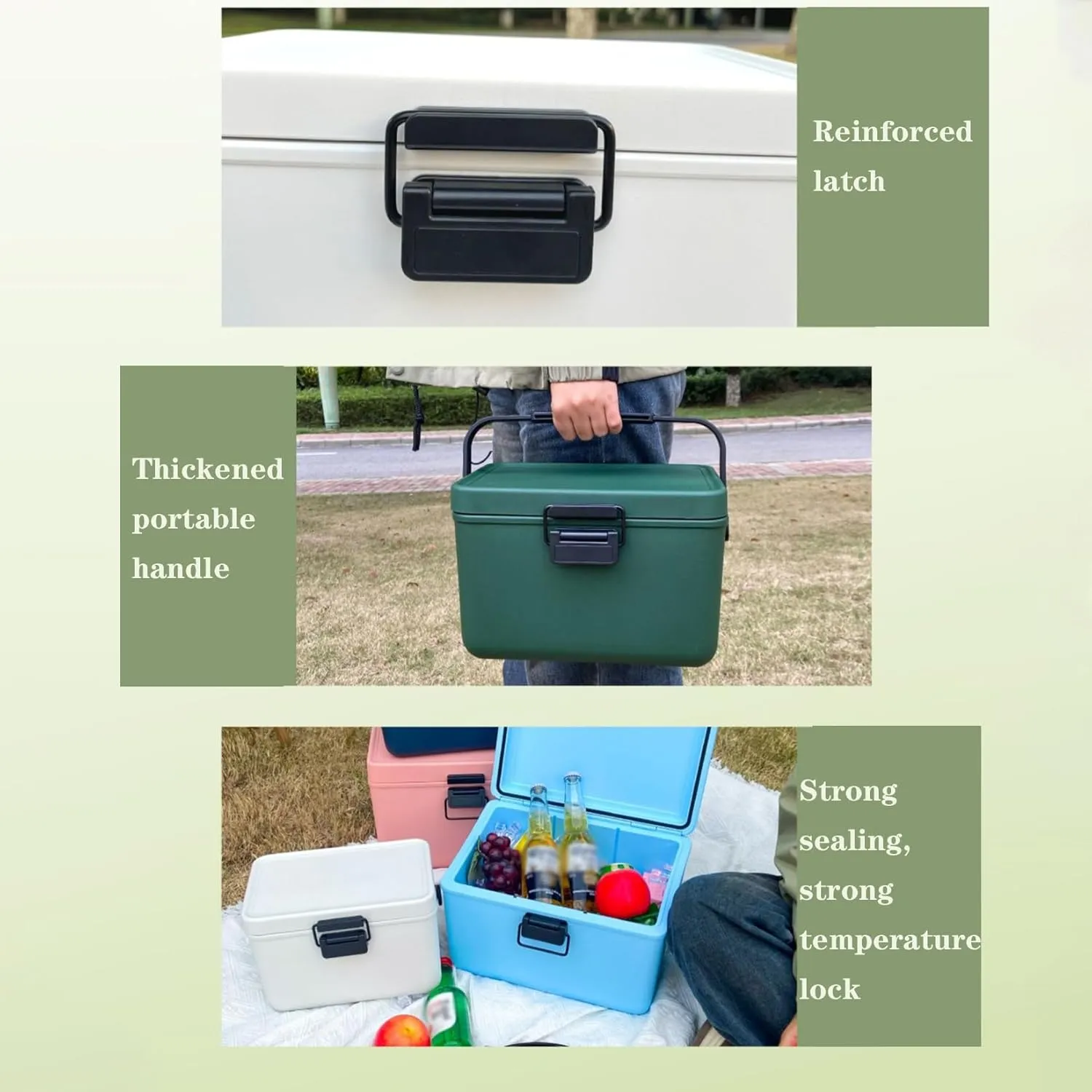 Ice Box,Cooler Box,PU Foam Insulation,Stays Cool for up to 48 Hours,Ideal for Camping,Anglers and Travelling,12L
