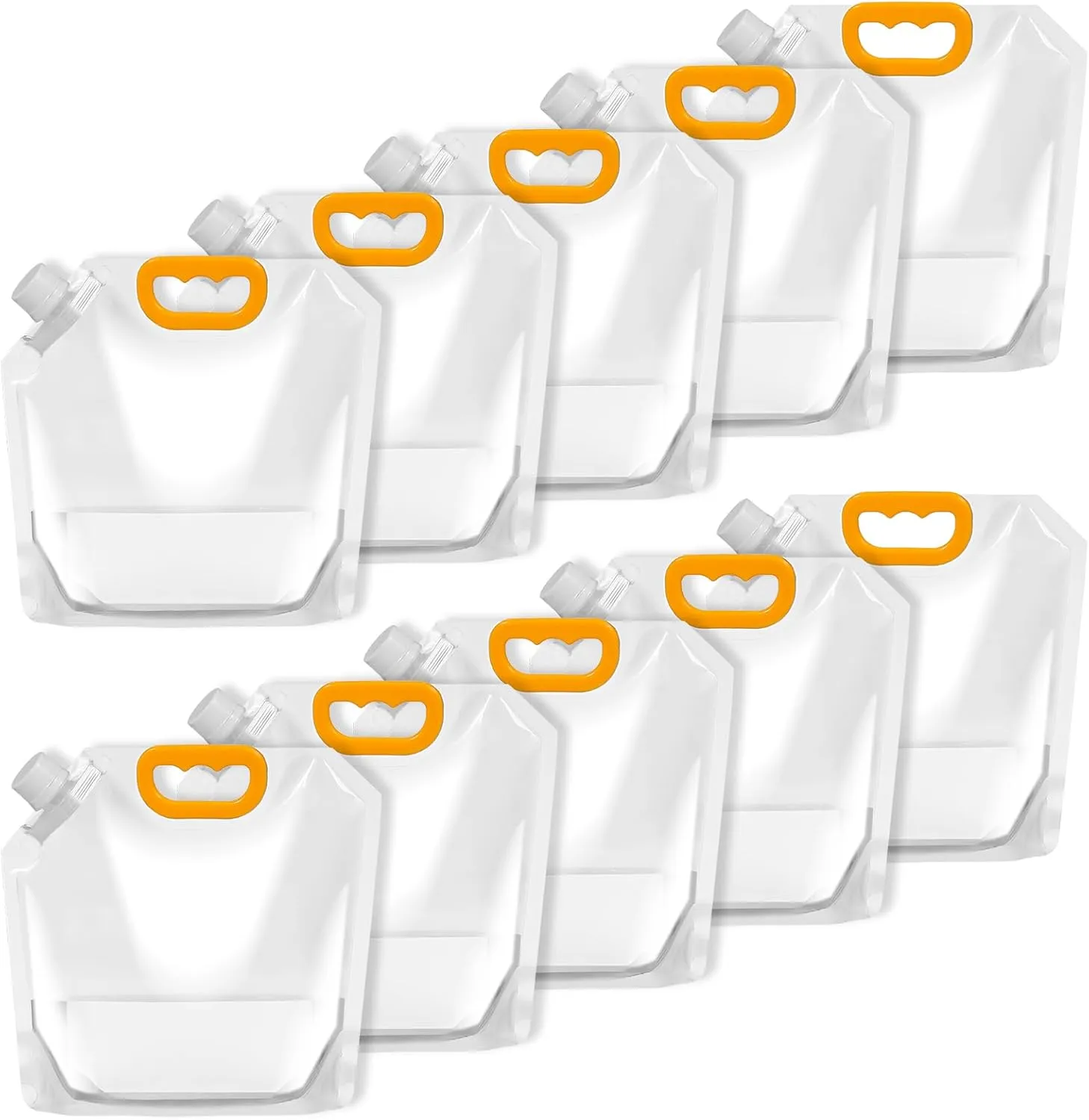 ICYANG Collapsible Water Container, Water Bottles in Bulk Storage Jug No-Leak Outdoor Folding, Clear Survival Water Pouches for Sports Camping Hiking Travel 10 Pieces