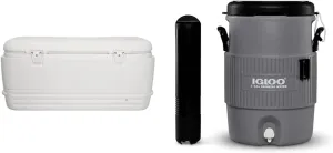 Igloo Polar 120 Qt. Cooler & 5 Gallon Portable Sports Cooler Water Beverage Dispenser with Flat Seat Lid, Gray, 4 Qt