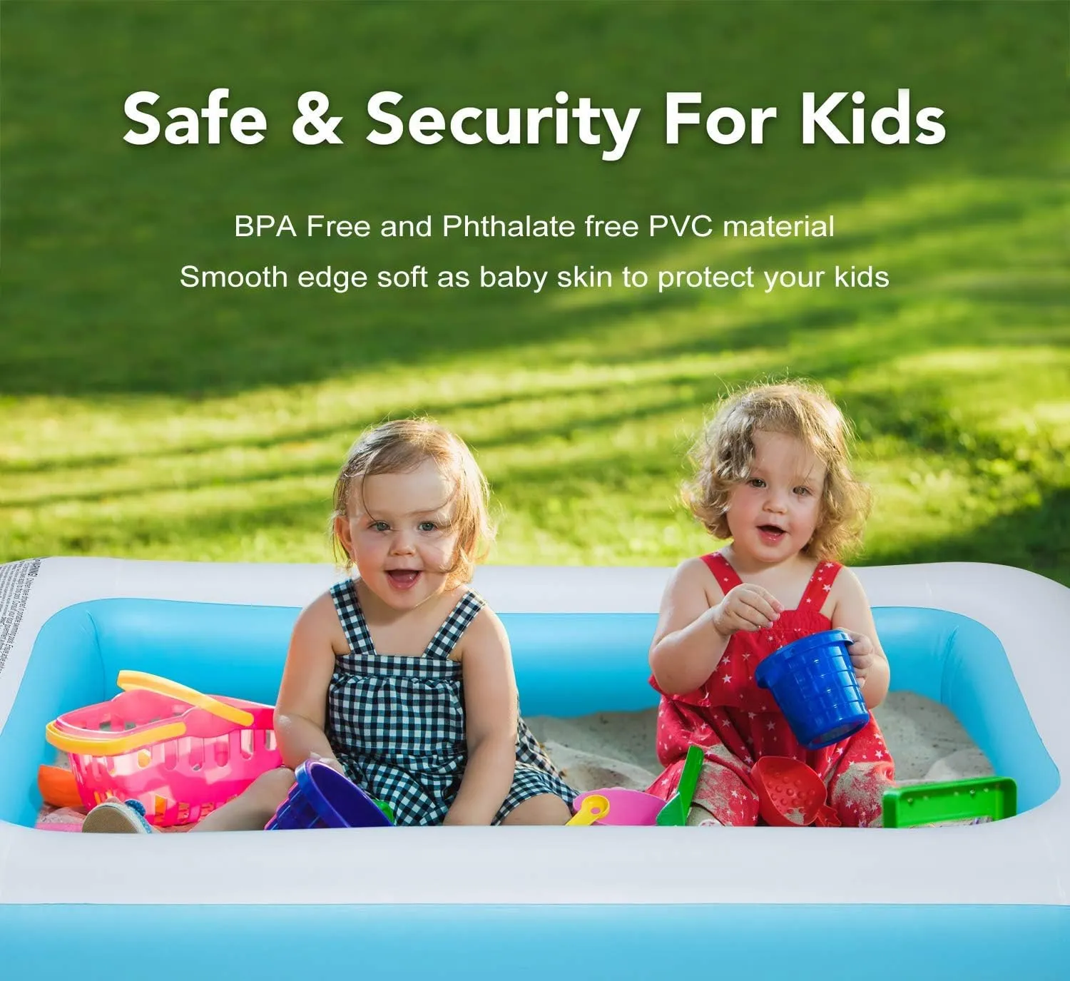 Inflatable Kiddie Pool 61"x42"x18" Baby Pools Swim for Kids Inflatable Pool for Kiddie, Kids Easy Set for Backyard Summer Outdoor