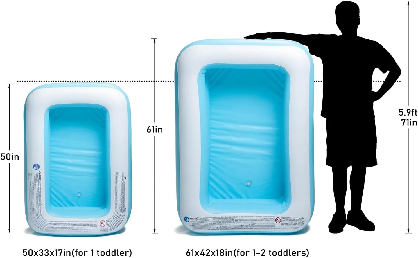 Inflatable Kiddie Pool 61"x42"x18" Baby Pools Swim for Kids Inflatable Pool for Kiddie, Kids Easy Set for Backyard Summer Outdoor