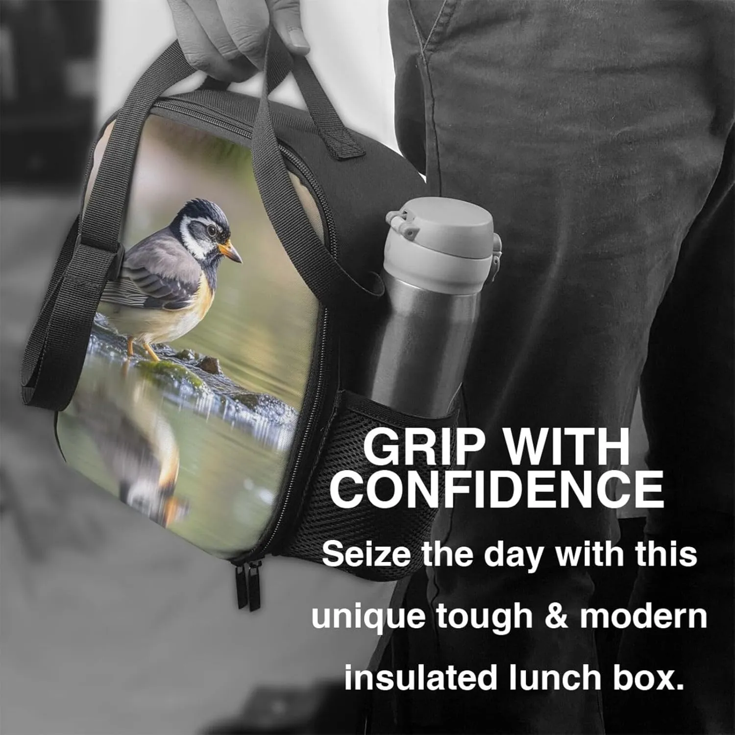 Insulated Lunch Bag Bird in the lake Lunch Box for Women Men Reusable Lunch Tote Bag for Work Picnic Travel