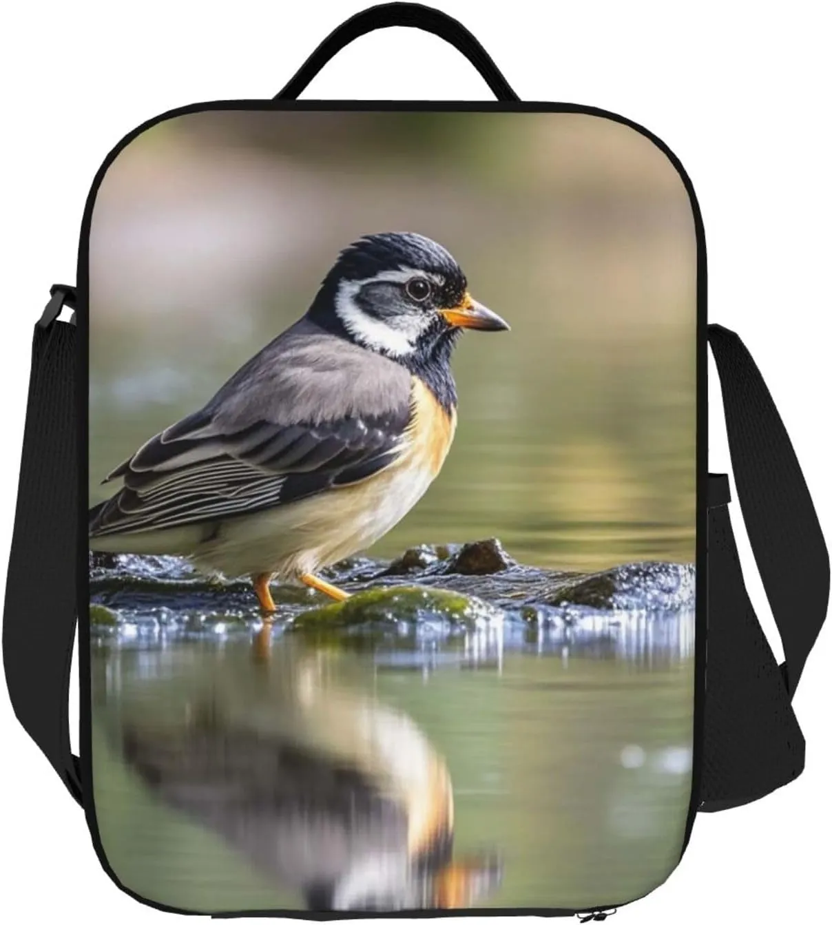 Insulated Lunch Bag Bird in the lake Lunch Box for Women Men Reusable Lunch Tote Bag for Work Picnic Travel