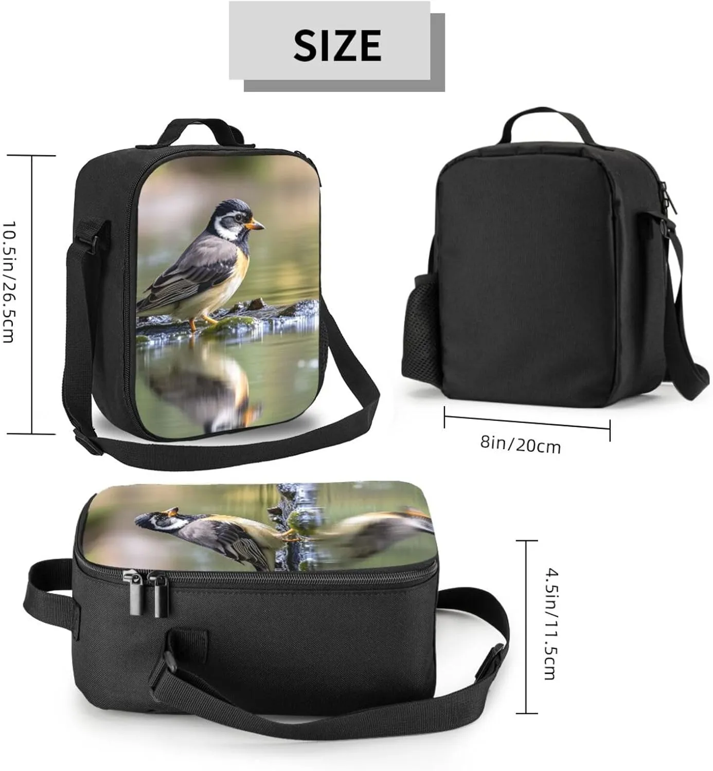 Insulated Lunch Bag Bird in the lake Lunch Box for Women Men Reusable Lunch Tote Bag for Work Picnic Travel