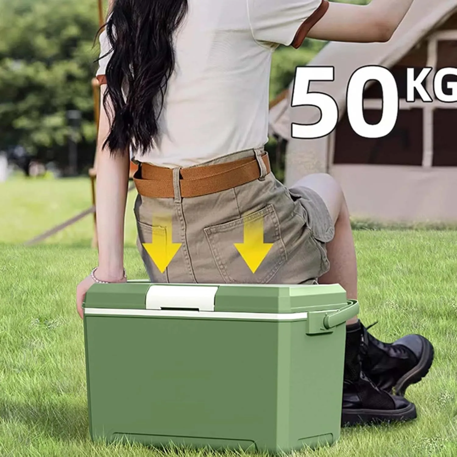 Insulated Portable Camping Coolers, Ice Retention Hard Cooler with Handle, Small Ice Chest Hard Food Storage for Beach, Camping, Sports