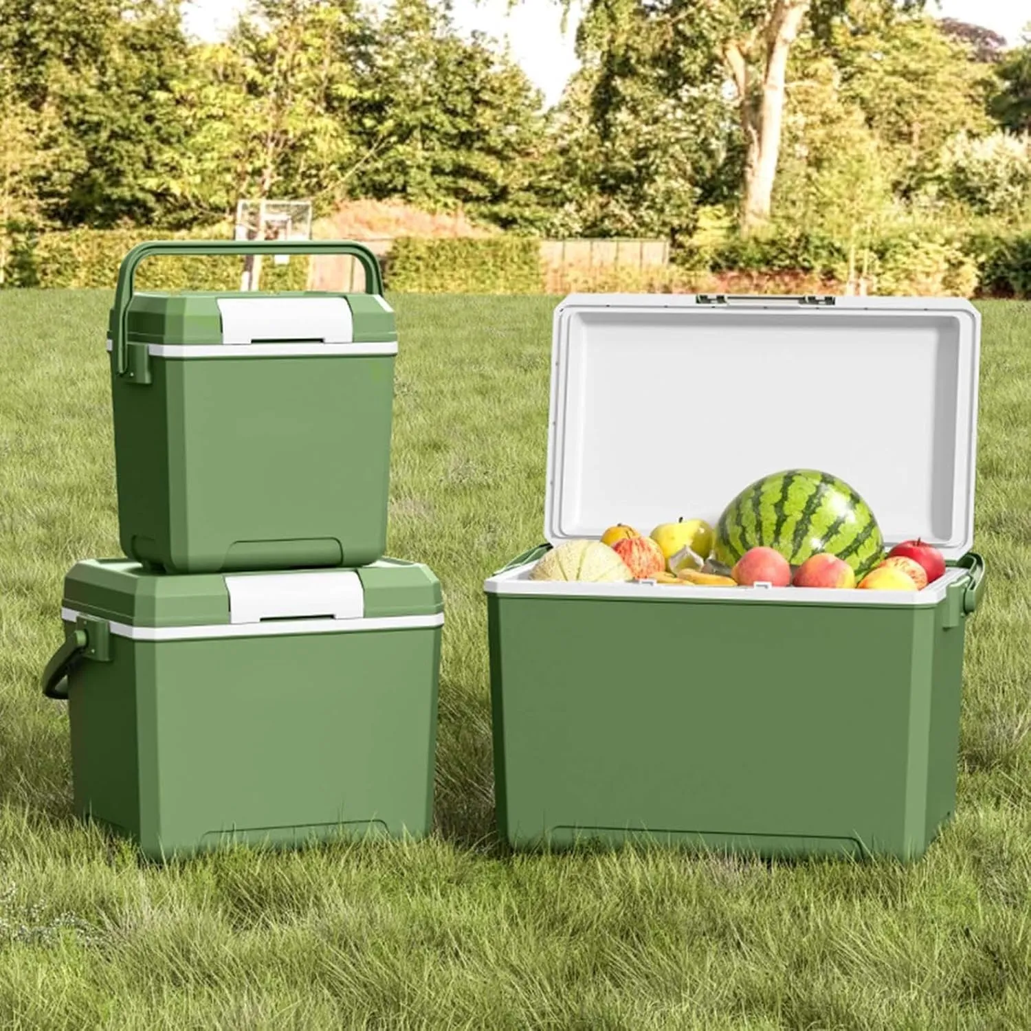 Insulated Portable Camping Coolers, Ice Retention Hard Cooler with Handle, Small Ice Chest Hard Food Storage for Beach, Camping, Sports