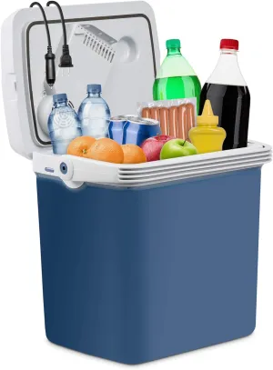 Ivation Electric Cooler & Warmer with Handle |27 Quart (25 L) Portable Thermoelectric Fridge For vehicles & Trucks| 110V AC Home Power Cord & 12V Car Adapter for Camping, Travel & Picnics