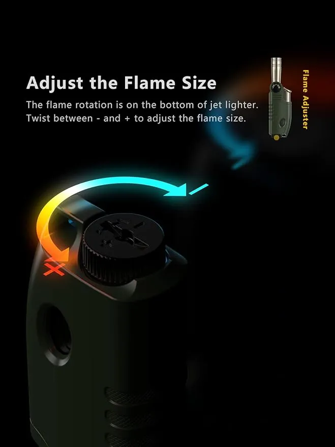 Jet Flame Lighter Gas Butane Refillable, BBQ Outdoor Camping Long Torch Lighter, Candle Lighter Windproof (Sold without Gas)
