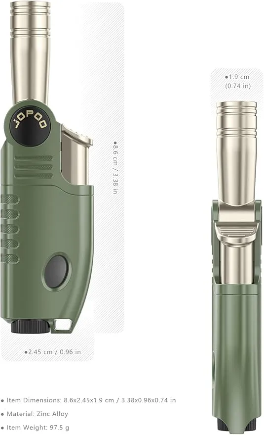 Jet Flame Lighter Gas Butane Refillable, BBQ Outdoor Camping Long Torch Lighter, Candle Lighter Windproof (Sold without Gas)