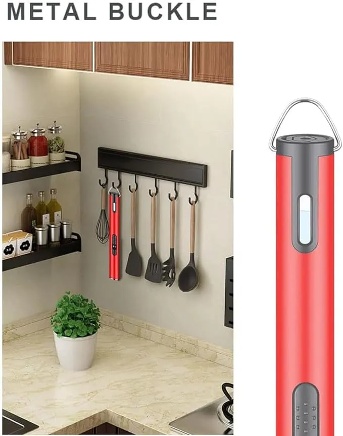 Jet Torch Lighter, Refillable Butane Lighter with Visible Window, Windproof Candle Lighter for BBQ, Camping, Stove, Kitchen Cooker, Hobs, Men Gifts (Gas Not Included) (Red)