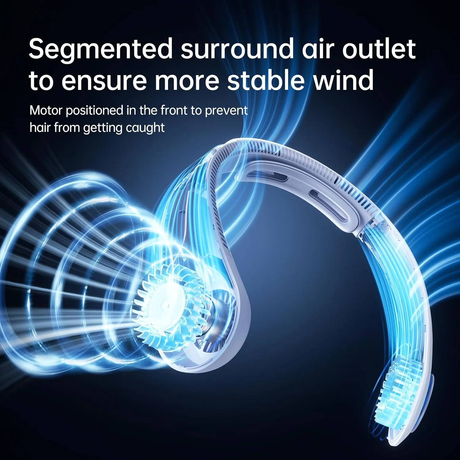 JISULIFE Portable Neck Fan Upgraded, Neckbrace Personal Hands Free, 5 Speed Gears Adjustment, 5000 mAh Wearable Bladeless Quiet Rechargeable for Outdoor Indoor, Gifts for Women Men- Sunny Blue