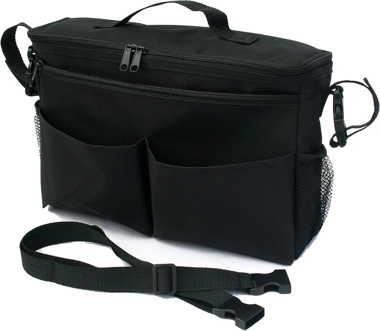 J.L. Childress Cool 'N Cargo Stroller and Wagon Cooler and Organizer - Universal Fit - Insulated - Attaches to Strollers, Wagons, Walkers and Wheelchairs - Large Capacity - Black