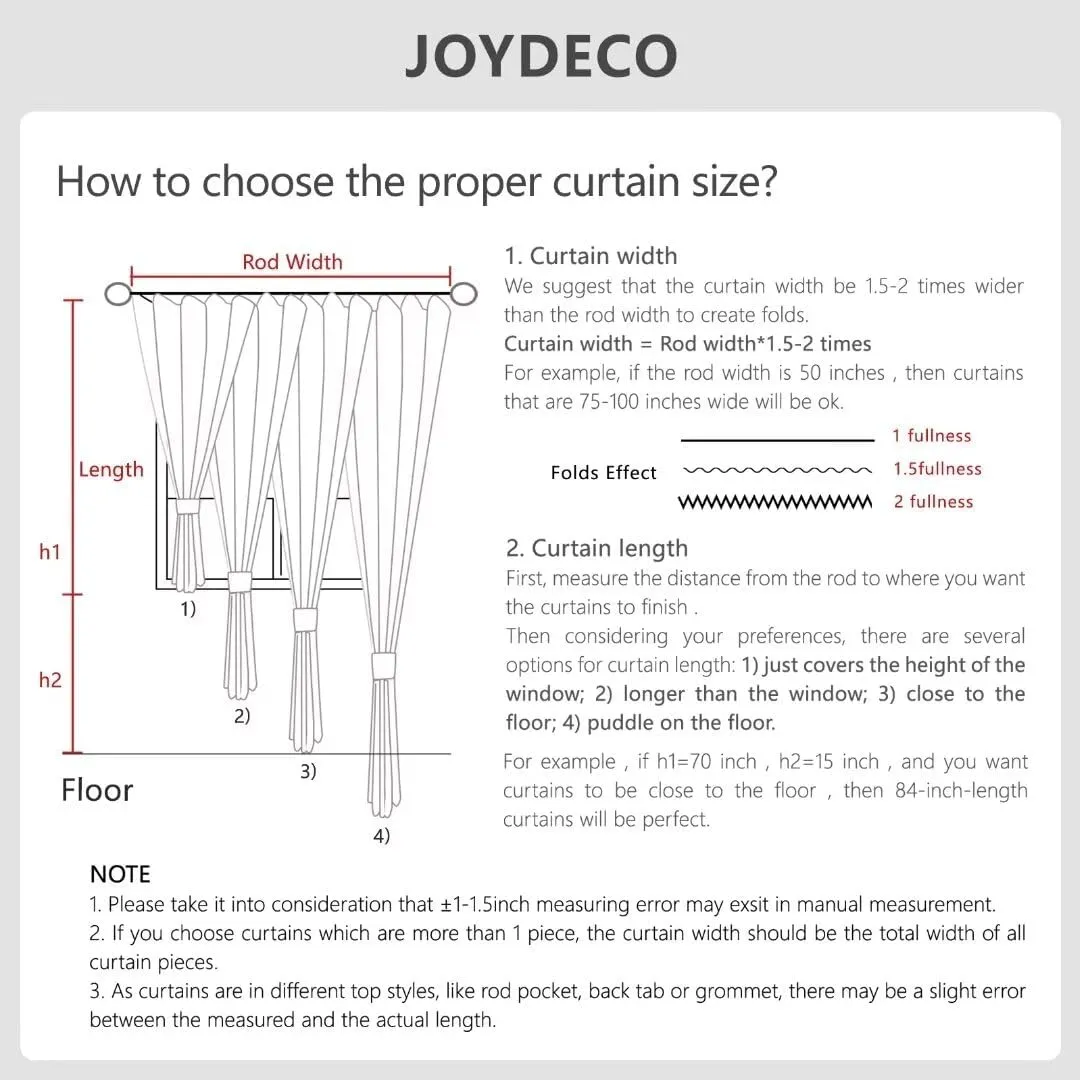 Joydeco 100% Blackout Curtains 96 inches Long White Linen Curtains 2 Panels Set Burg for Bedroom Living Room Black Out Darkening Thermal Insulated Back tab Rod Pocket(52x 96 inch,Black)
