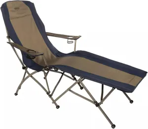 Kamp-Rite Folding Lounge Chair, Tan/Blue