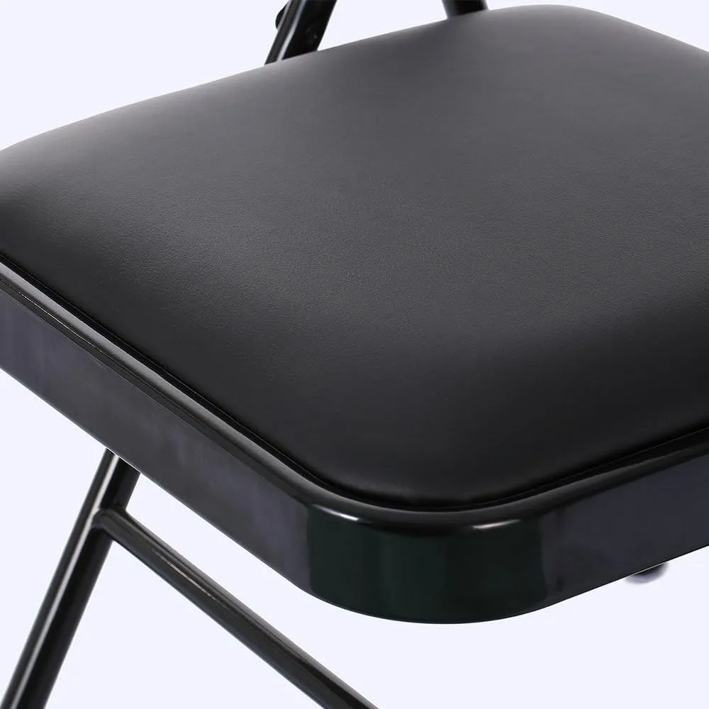 Karl home 4 Pack Black Folding Chairs with Padded Seats for Outdoor & Indoor, Portable Stackable Commercial Seat with Steel Frame for Events Office Wedding Party, 330lbs Capacity