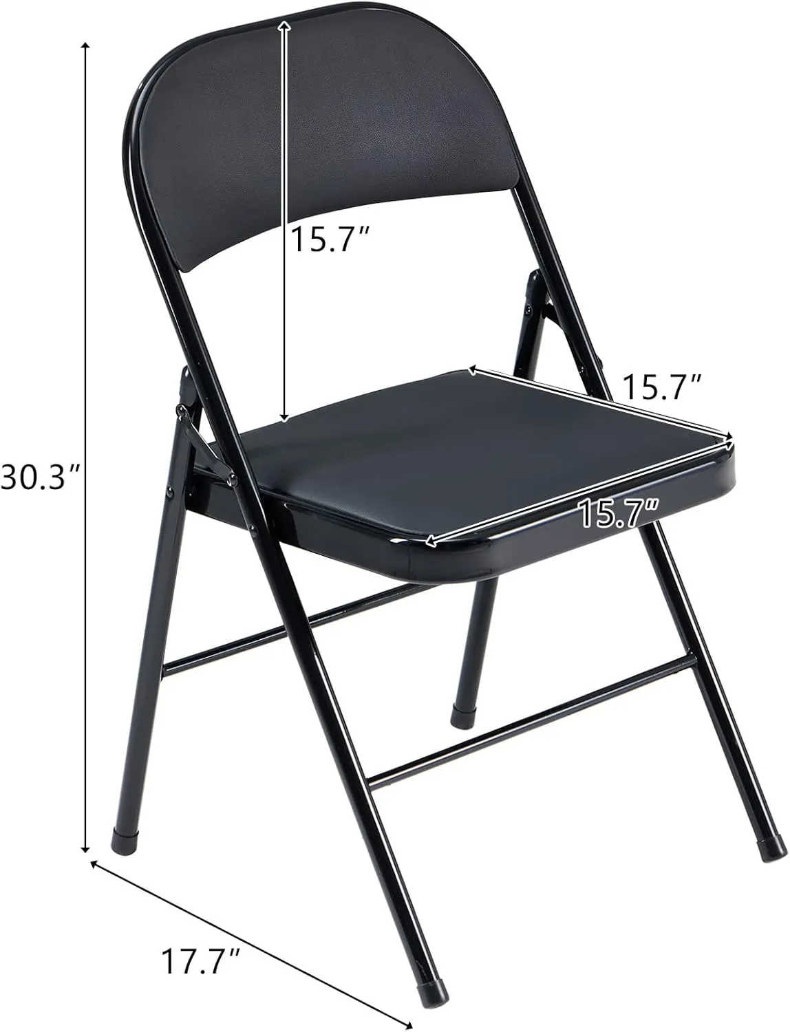 Karl home 4 Pack Black Folding Chairs with Padded Seats for Outdoor & Indoor, Portable Stackable Commercial Seat with Steel Frame for Events Office Wedding Party, 330lbs Capacity