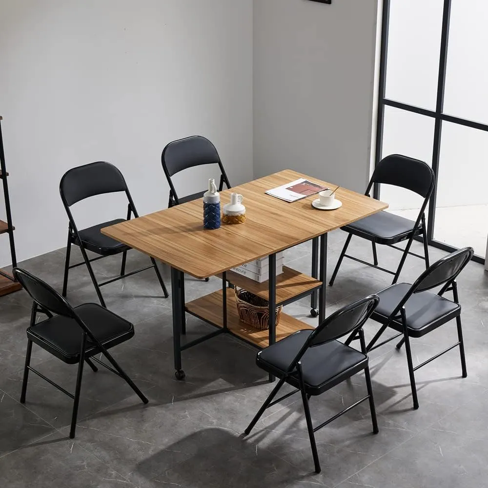 Karl home 4 Pack Black Folding Chairs with Padded Seats for Outdoor & Indoor, Portable Stackable Commercial Seat with Steel Frame for Events Office Wedding Party, 330lbs Capacity